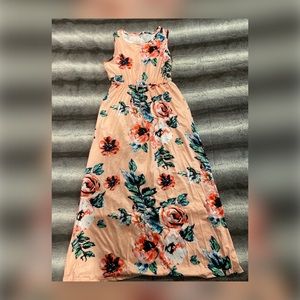 Large Coral Floral Maxi
